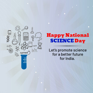 National Science Day illustration with science equipment and text