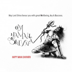 Image depicting Lord Shiva with the text 'Om Namah Shivaya' and 'Happy Maha Shivratri'