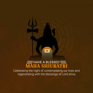 Silhouette of Lord Shiva with Trishul and Lingam for Maha Shivaratri