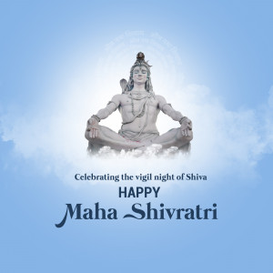 Lord Shiva meditating on clouds with Maha Shivaratri greetings