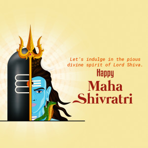 Illustration of Lord Shiva with Trishul and Shivling for Maha Shivaratri