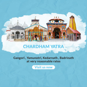 Image depicting the four holy shrines of Chardham Yatra: Yamunotri, Gangotri, Kedarnath, and Badrinath.