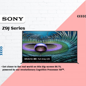 Sony Z9J Series BRAVIA XR Full Array LED 8K TV displaying a peacock feather image