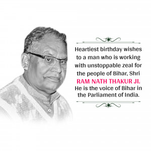 Portrait of Ram Nath Thakur with birthday wishes text