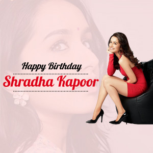 Shraddha Kapoor in a red dress with birthday wishes