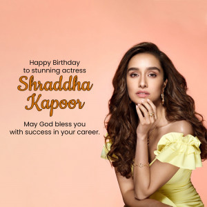 Shraddha Kapoor birthday greeting with a portrait of the actress