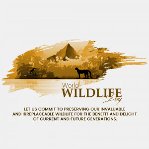 Illustration depicting wildlife with mountains and a cheetah for World Wildlife Day