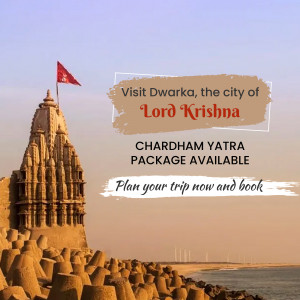 Image of Dwarkadhish Temple in Dwarka, Gujarat, promoting Chardham Yatra package.