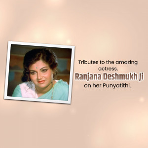 Portrait of Ranjana Deshmukh with tribute text