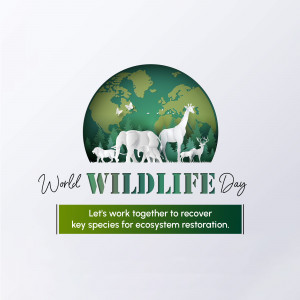 World Wildlife Day graphic with animals and a globe