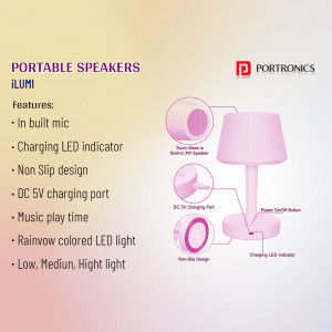 Portronics Ilumi portable speaker with features listed