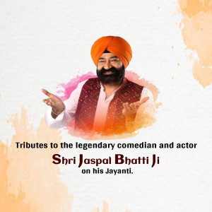 Portrait of Jaspal Bhatti with a tribute message