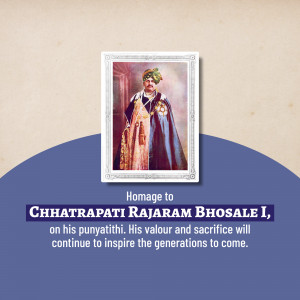 Portrait of Chhatrapati Rajaram Bhosale I with a tribute message