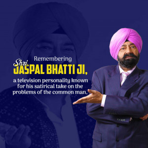 Portrait of Jaspal Bhatti, a famous Indian television personality.