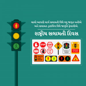 Traffic light and road safety signs illustration