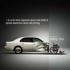 Damaged car and wheelchair representing the consequences of unsafe driving.