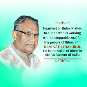 Portrait of Ram Nath Thakur Ji with birthday greetings