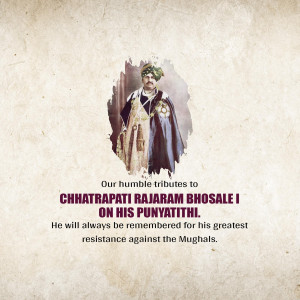Portrait of Chhatrapati Rajaram Bhosale I with tribute text