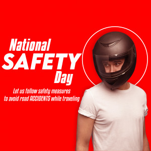 Man wearing a helmet for National Safety Day