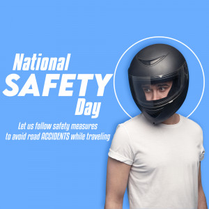 A person wearing a black helmet for National Safety Day