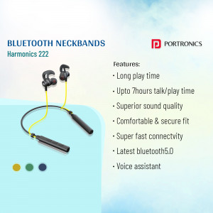 Portronics Harmonix 222 Bluetooth Neckbands with features listed