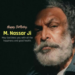 Portrait of M. Nassar Ji with birthday wishes