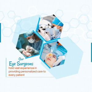 Image of eye surgeons performing surgery and examining a patient.