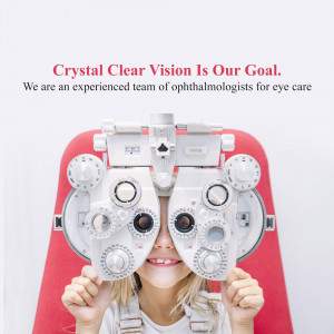 Child looking through an ophthalmoscope during an eye exam