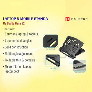 Portronics Buddy Hexa 22 - Foldable Laptop and Mobile Stand