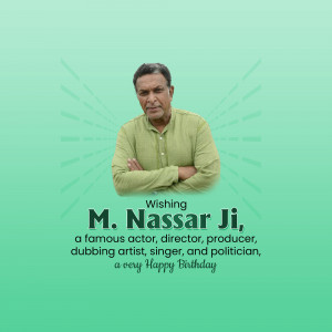 Portrait of M. Nassar Ji with birthday wishes