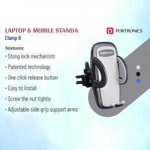 Portronics Clamp B mobile phone holder for car dashboard