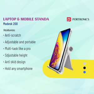 Portronics Modesk 200 mobile and laptop stand with adjustable features