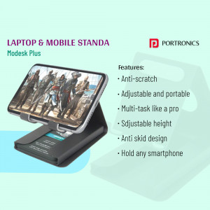 Portronics ModesK Plus - Adjustable Laptop and Mobile Stand
