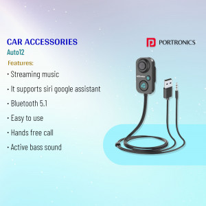 Portronics Auto12 Car FM Transmitter with features listed