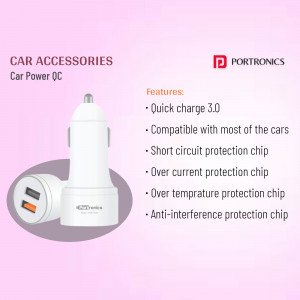 Portronics Car Power QC car charger with dual USB ports