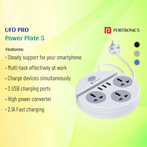 Portronics UFO Pro Power Plate 5 - Multi-Port Power Strip