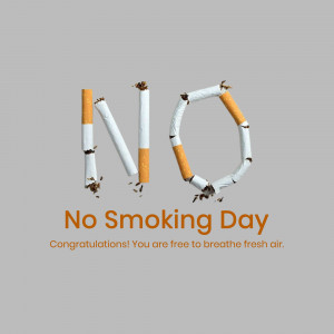Image depicting the word 'NO' formed from extinguished cigarettes with the text 'No Smoking Day' and a congratulatory message.