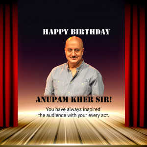 Anupam Kher portrait with birthday message
