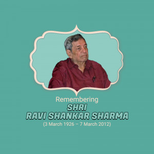 Portrait of Ravi Shankar Sharma with dates of birth and death