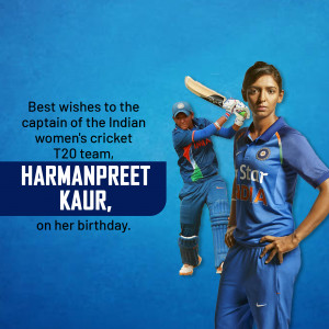 Image of Indian Women's Cricket Team Captain Harmanpreet Kaur celebrating her birthday.