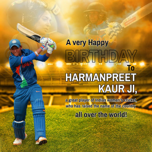 Harmanpreet Kaur celebrating her birthday with a cricket bat