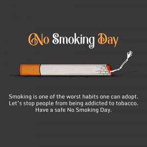 No Smoking Day poster with a cigarette and skeletal hand