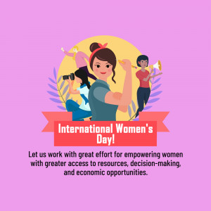 Illustration celebrating International Women's Day with diverse women and empowering message.