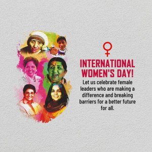 Image celebrating International Women's Day with portraits of influential women.