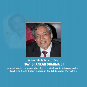 Portrait of Ravi Shankar Sharma Ji with text tribute