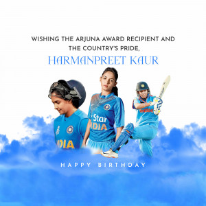 Image celebrating Harmanpreet Kaur's birthday and Arjuna Award
