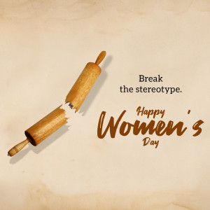 Broken rolling pin with Women's Day message