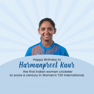 Portrait of Harmanpreet Kaur with birthday message