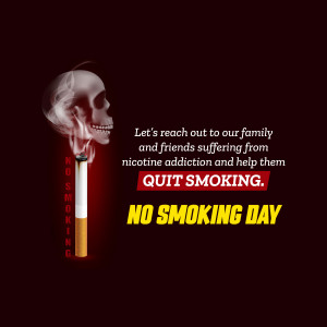 Image depicting a skull formed from cigarette smoke with a 'No Smoking' message.