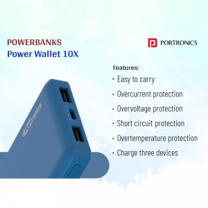 Portronics Power Wallet 10X Powerbank - Blue